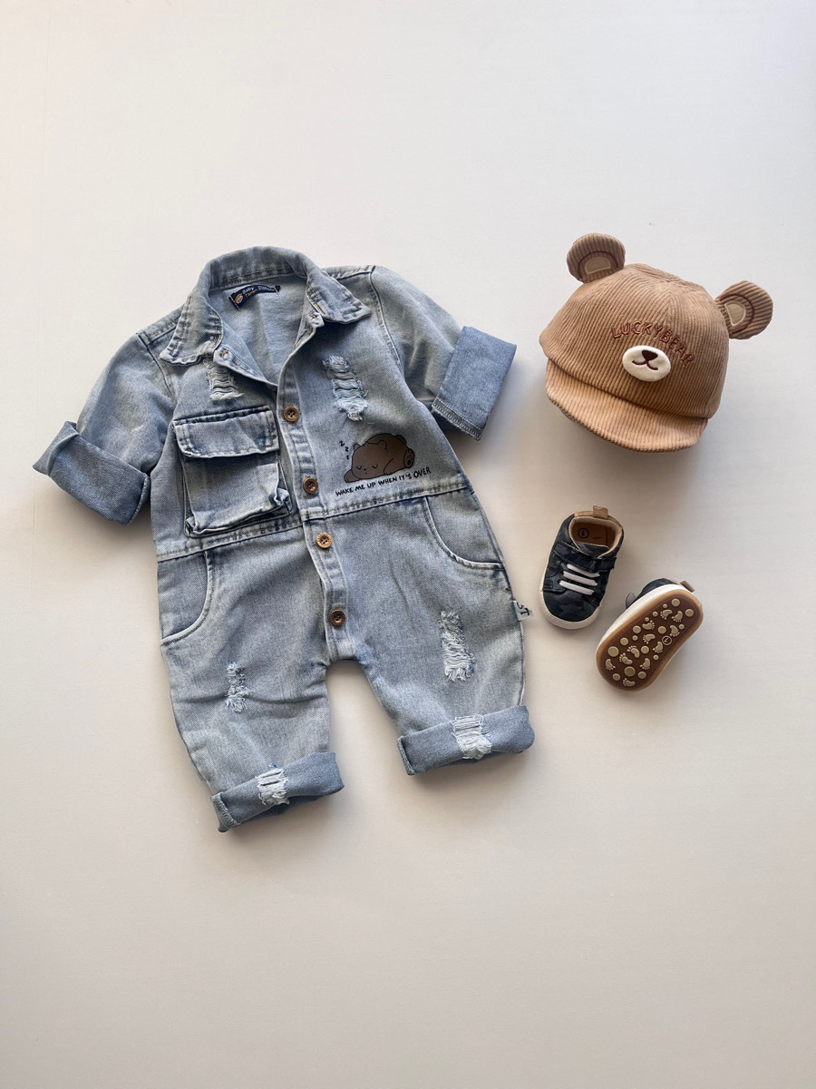 سرهمی جین آبی روشن خرس ۱۰۹۶