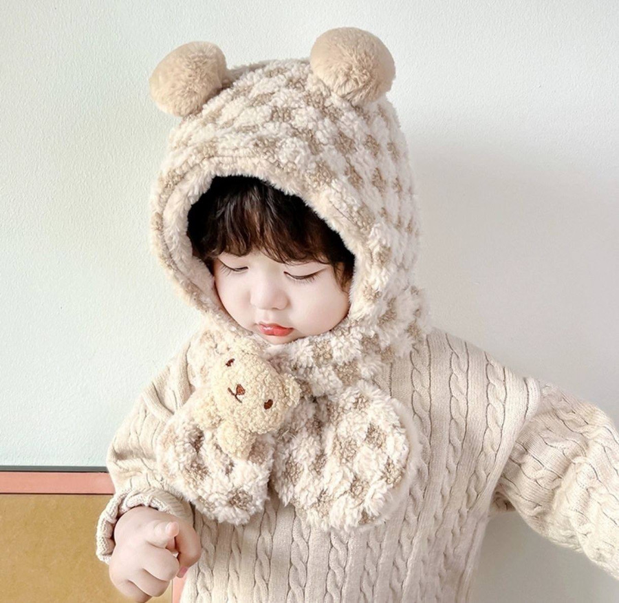 کلاه تدی شیری و شکلاتی شال گردن ۱۰۰۳۷