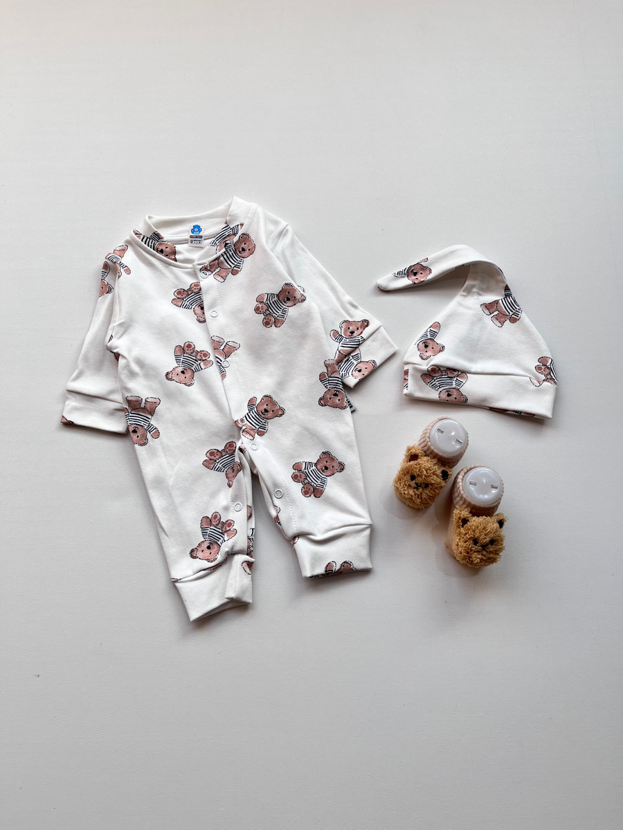 سرهمی و کلاه نخی تدی سفید ۱۰۸۳