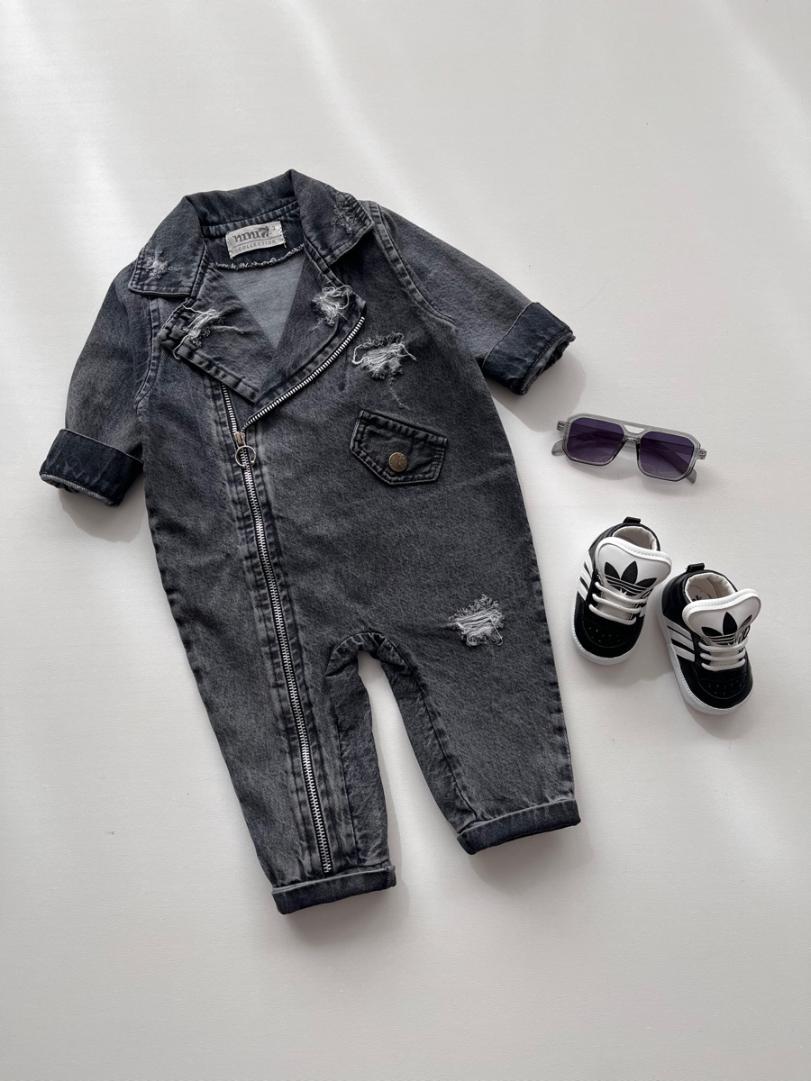 سرهمی جین خاکستری یقه ایتالیایی ۱۰۱۳۴