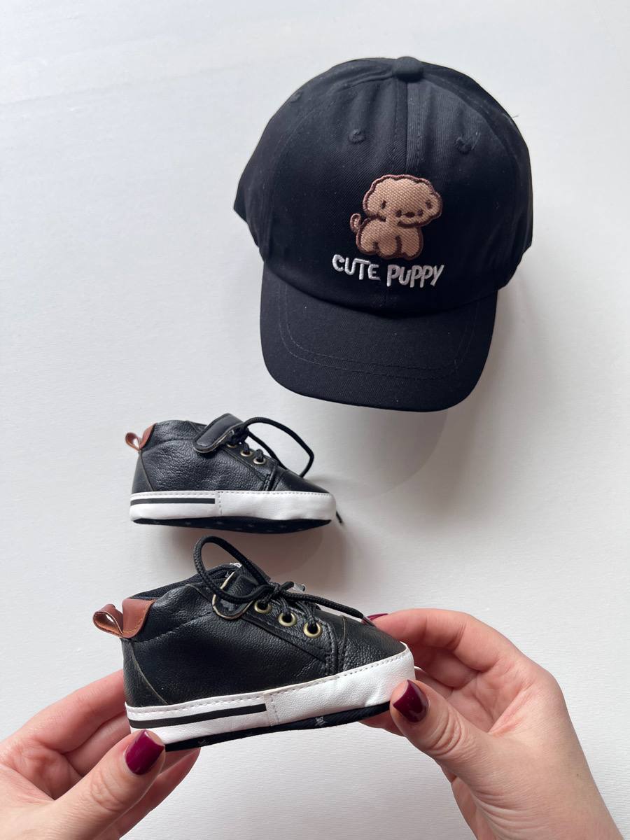 پاپوش چرم سیاه بند و چسب ۵۰۱۱۴