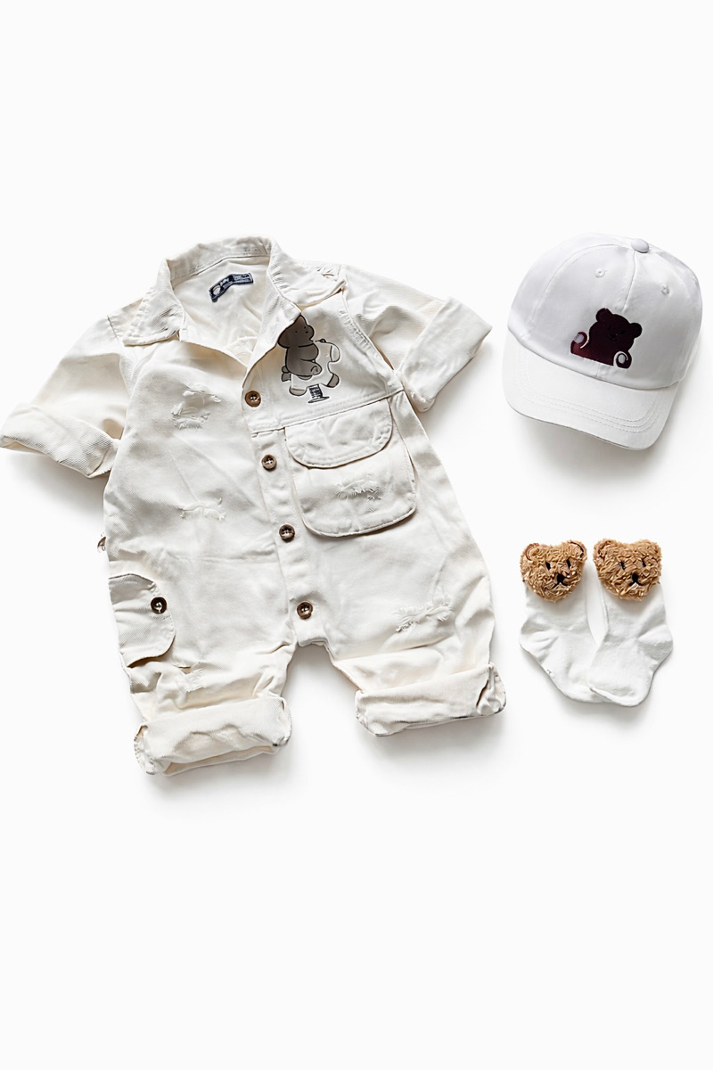 سرهمی کتان سفید خرس ۱۰۱۱۴